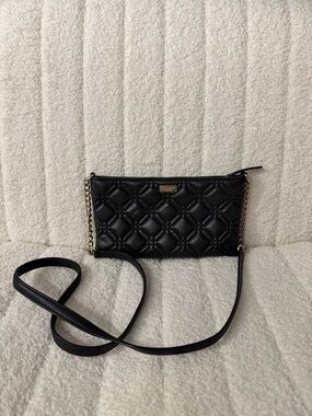 Kate Spade Black Leather Crossbody with Gold Chain